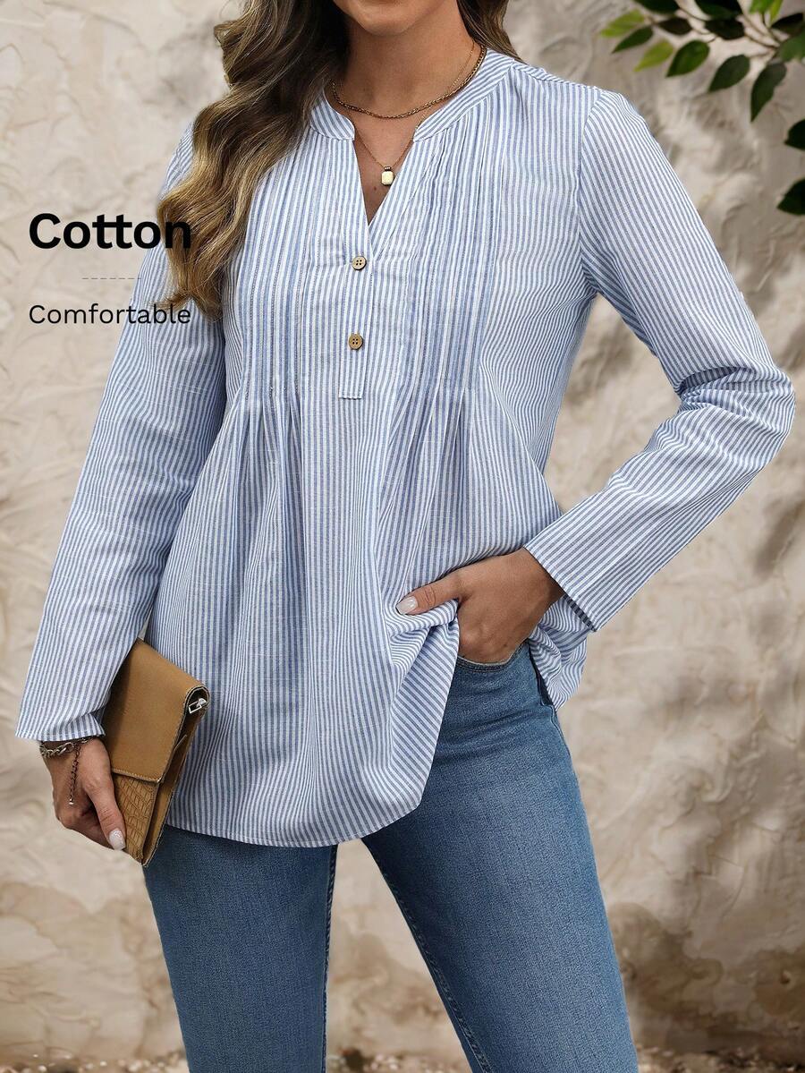 EMERY ROSE Going Out Tops Women Women's Shirt Long Sleeve Women Blouses Long Sleeve Women Tops Homecoming Fall Clothes Fall Women Shirts Fall Women Clothes White Button Up Costume Winter Women Outfits Winter Women Clothes Women Costumes Long Sleeve Shirt - Multicolor - View 1