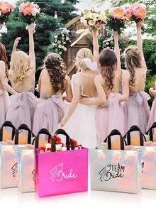 8pcs Bridal Party Favor Gift Bags, Wedding Decoration Creative Bridesmaid Bags, Bridal Shower Novelty Gifts, Sparkling Wedding Decor For Home Room Party Favors - multicolor - View 2
