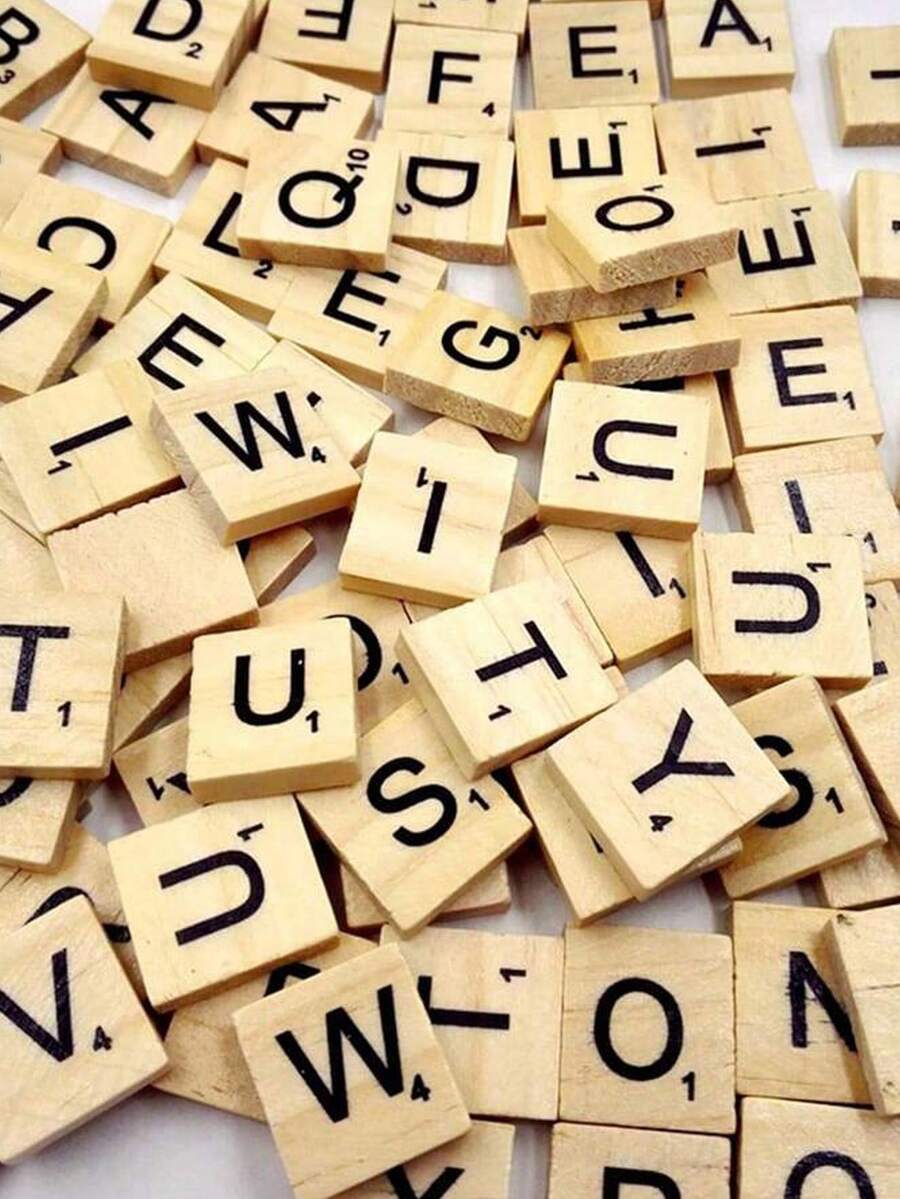 100pcs/200pcs Wood Letter Tiles,Scrabble Letters For Crafts, DIY Wood Gift Decoration, Making Alphabet Coasters And Scrabble Crossword Game - Alphabet wood chip - View 1
