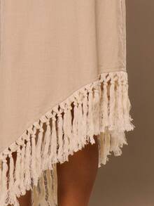 MUSERA Cheesecloth Low Rise Fringed Midaxi Skirt Spring Summer Vacation Beach Elegant Ibiza Festival Holiday Tajine - Apricot - View 5