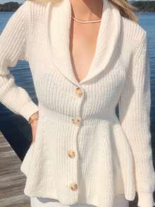 Sydney Algeri 女士优雅针织开衫，复古风，舒适保暖，女士服装，冬季女士毛衣，秋季女士服装，新年丑陋毛衣，情人节毛衣 - 白色 - 查看 4