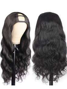 U Part Human Hair Wig Body Wave U Part Wig Human Hair For Black Women Glueless Wigs Human Hair Clip Upgrade Natural Hair Wig Beginner Friendly Middle Part - Natural Black - View 3