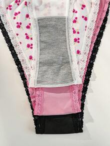 3pcs/Pack Women's Contrast Lace Bikini Panties - Multicolor - View 5