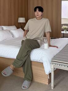 DAZY 男士多色短袖T恤和长裤家居服套装，春夏款 - 彩色 - 查看 3
