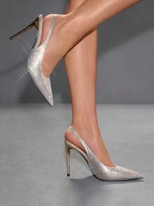 CUCCOO SZL 春秋新款金色钻石尖头镀金细跟时尚派对性感前卫优雅女士高跟鞋 - 金色 - 查看 7