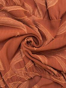 Vionelle 大码女式提花度假系带蝴蝶结腰部装饰短裙 - 珊瑚橙 - 查看 8