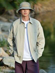 DAZY Mint Green Casual Long Sleeve Shirt For Men, Spring - Green - View 4