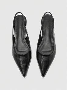 CUCCOO BIZCHIC Pointed Toe Flats, Female Crocodile Pattern Versatile Commuting Low Vamp Shoes, Thin Slip-On Shoes - Crocodile black - View 10