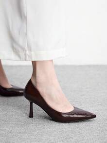 CUCCOO BIZCHIC Women's Fashionable Elegant Party Pointed Toe Pumps - Chestnut Brown - View 4