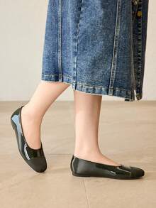 MOTF DAMEN SCHUHE RETRO NEU MODISCH GRÜNE PU LEDER FARBKOMBINATION QUADRATISCHE ZEHENKAPPE FLACHE SOHLE SCHUHE, EINFACH LÄSSIG UND LEICHT, NIEDRIGER SCHAFT UND SCHLUPFEINSTIEG, KOMFORTABLE UND ELEGANTE HOCHWERTIGE BALLETT-SCHUHE - Grün - Übersicht 6