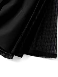 Linhara Plus Size Casual Solid Color Drawstring Jacket - Black - View 5