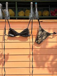 Swim Mod New Black Lace Sexy Women's Bikini Set, Adjustable Straps, Suitable For Beach, Vacation, Date - Black - View 2