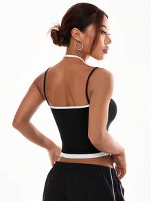 Velisys Velisys 2件装女士休闲通勤性感撞色二合一运动吊带背心 - 黑與白 - 查看 6