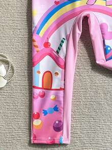 Traje de baño de niña bebé con estampado de unicornio, que incluye camiseta de manga larga tipo rash guard y leggings - Multicolor - Ver 5