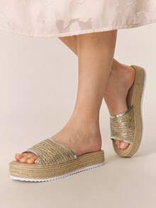 Giày sandal đế xuồng Styleloop dành cho nữ, màu trơn, chất liệu vải dệt, kiểu dáng thường ngày, đế dày, quai ngang mắt cá chân, phong cách Bohemian cổ điển, kiểu phương Tây, thích hợp cho các lễ hội âm nhạc, tiệc tùng, kỳ nghỉ, và du lịch. - Nhiều màu - Xem 1
