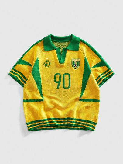 ROMWE MEN Suéter de punto casual de estilo deportivo con cuello polo para hombres