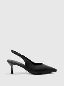 CUCCOO BIZCHIC Women's High-Heeled Shoes, Simple High-End Black Pointed Stilettos, Rear Strap Hollow High Heels, Workplace Commuting Daily Versatile Shoes - Black - View 2