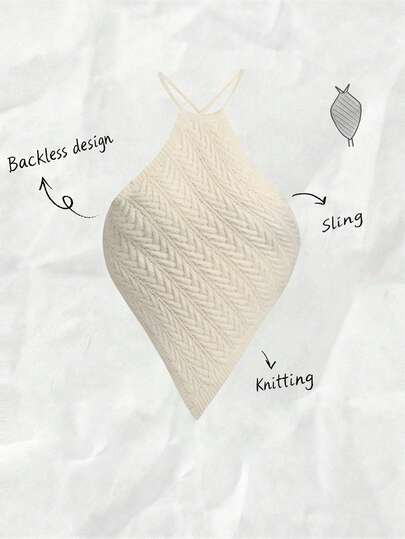 Olithes 女士夏季休闲度假风纯色交叉露背不对称下摆吊带针织上衣