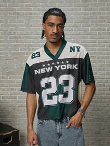 GALLERY FADE Men's Numeric Print V-Neck Short Sleeve Casual T-Shirt - Multicolor - View 6