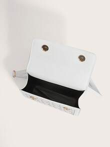 Enchnt Mini Fashionable Quilted Flap Handbag For Women - White - View 6