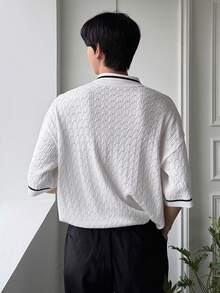 DAZY Men's Knit Top With Contrast Color Collar And Cuffs, Summer - Multicolor - View 2