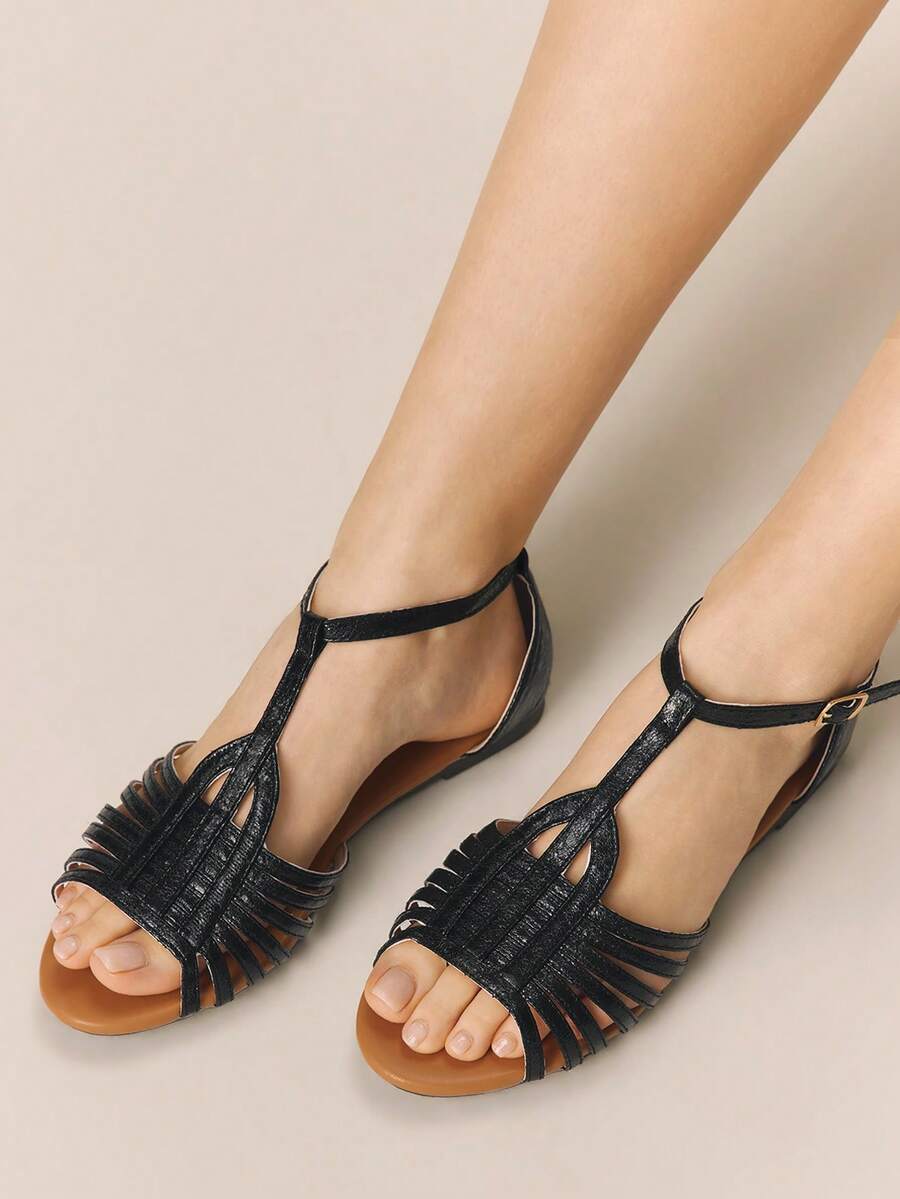 Styleloop Women Flat Sandals - Quiet Night Black - View 1