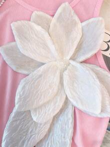 Franclia Women's Fashion Casual Large Floral Print Fitted Tank Top - Pink - View 5