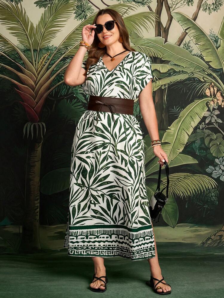 Plus Size V-Neck Batwing Sleeve Allover Print Vacation Dress Summer Outfits Beach Vacation Outfits For Women Floral Dress BOHO Clothes Women's Summer Dresses Beach Dress Outfit For Women Women Maxi Dresses Women Casual Dresses Summer Outfits For Women Beach Outfit For Women Casual Vacation Outfits Women Country Concert Outfit Peplum