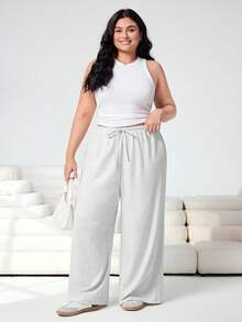 SHEIN EZwear 大码女式宽松休闲阔腿裤，春夏款 - 彩色 - 查看 6