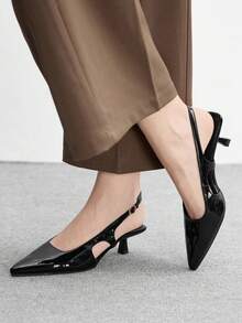 CUCCOO BIZCHIC Giày cao gót nữ đi làm có khóa cài - Than chì đen - Xem 3