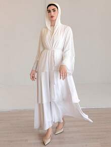 DAZY Spring & Summer Solid Color Sexy Music Festival Valentine's Day Wedding Casual Beach Vacation Style Layered Ruffle Hem Dress For Women - White - View 6