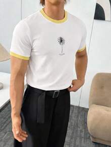 SWAVVY Men's  Casual Short Sleeve  T-Shirt,  Streetwear ,Summer, Fashionable Daily Wear, - White - View 3