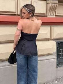 Jeta Ari 亚麻棉抹胸：凸显腰线的波西米亚风职场穿搭 | Old Money Elegance 2025 夏季新品发布 | 日夜转换与职场魅惑风格 - 黑色 - 查看 2