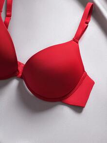 2pcs/Set Simple Solid Color Underwire Padded Push Up Bras - Multicolor - View 5