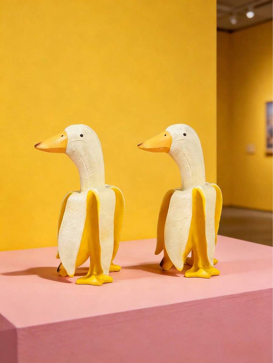 Joivida Creative Banana Duck Art Garden Ornament, Fun Shaped Yellow Duck Home Decor, Cute Desktop Decoration For Office Living Room, Unique Novelty Gift For Friends & Family - multicolor - View 1