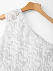 GlowEve Damen asymmetrischer Kragen, Schlitz-Saum, wellige Textur, figurbetont, schick, sexy, vielseitig, Frühling/Sommer Top in Beige - Weiss - Übersicht 6