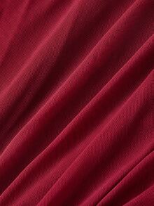 SHEIN MOD 不对称肩部 2 合 1 尖叫下摆女式 T 恤 - 酒紅色 - 查看 6