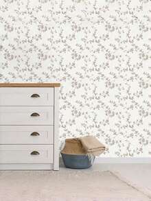 复古法式花卉图案自粘墙纸，棕色植物印花防水可移除贴纸，适用于卧室、客厅、橱柜、家具翻新，44x300/500/1000厘米，情人节礼物 - PH13-003 - 查看 5