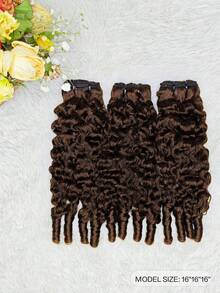 3束人发精灵卷发，巧克力棕色缅甸卷发，螺旋尾，未经加工的水波纹人发接发，100%未经加工的处女发，柔软厚实，双层缝制，长度14-26英寸，高品质。 - S4 - 查看 2