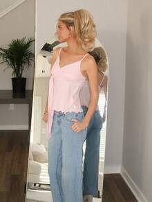 Sydney Algeri Women's Autumn/Winter New Arrival - Sweet And Casual Pink Clean Girl Style Casual Women's Side Tie-Up Knot Ruffle Camisole Top - Pink - View 6