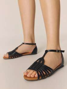 Styleloop Women Flat Sandals - Quiet Night Black - View 5