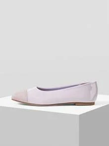 MOTF WOMEN SHOES RETRO NEW FASHIONABLE PURPLE PU LEATHER COLOR MATCHING SQUARE TOE FLAT SOLE SHOES, SIMPLE CASUAL AND LIGHT, LOW VAMP AND SLIP-ON, COMFORTABLE AND ELEGANT HIGH-END BALLET SHOES SPRING SHOES - Light purple - View 7