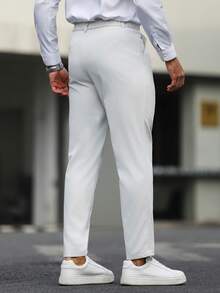 Manfinity Bizformal Pantalones casuales rectos de bolsillo color albaricoque para hombre - Albaricoque - Ver 2