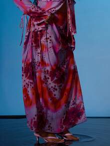 MUSERA Váy maxi dáng suông cạp thấp chất liệu chiffon in hoa cỡ lớn, thích hợp cho mùa xuân hè, kỳ nghỉ, du lịch biển, phong cách Y2K, Ibiza, dễ thương, gợi cảm, dự tiệc, lễ hội, đám cưới, khách mời, cơn sốt nhiệt đới. - Nhiều màu - Xem 3