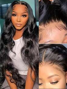 13x4 Body Wave Lace Front Wig Human Hair - Pre Plucked Natural Hairline Melted Transparent Lace Frontal Wigs For Women - 180% Density Natural Wave Seamless Transition Soft & Tangle-Free 16-32 Inch - Perfect For Birthday Party & Club Night & Graduation & Date Night - S1B - View 5