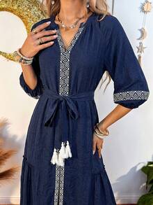 Hansera 2026 Spring/Summer New Regular Women Long Dress - Blue - View 3