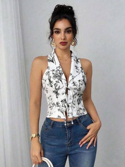 Selianne Blusa con lazo estilo vacaciones, bohemia