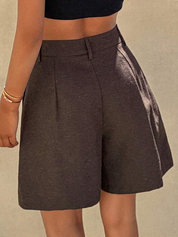 Women's Solid Color Straight Leg Casual Bermuda Shorts, Summer