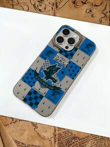 HARRY POTTER X SHEIN 1pc Harry Potter Ravenclaw House Crest Checkered Phone Case, Blue & Grey TPU Protective Cover, Shockproof & Anti-Scratch, Wizarding World Style, Compatible With IPhone 11/12/12 Mini/13/14/15/16/16 Plus/17/17 Pro/17 Pro Max & Samsung Galaxy S24 Ultra/S25 Ultra/A06/A17, Gift For Harry Potter Fans, Birthday, Back To School, Phone Accessories, Quick Ship - Black - View 8