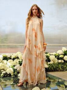 MOTF PREMIUM Đầm bánh không tay xếp nếp, mùa xuân/hè - trái cam - Xem 5